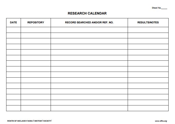 research calendar template